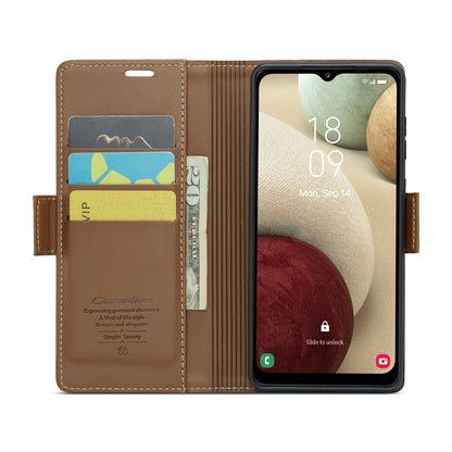 Samsung Galaxy A12 5G Litchi Texture RFID Anti-theft Leather Phone Case with Butterfly Buckle, Stand & Card Wallet with TPU Shell