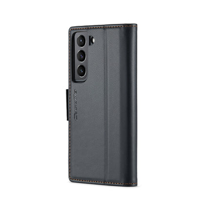 Samsung Galaxy S21 5G Litchi Texture RFID Anti-theft Leather Phone Case with Butterfly Buckle, Stand & Card Wallet with TPU Shell