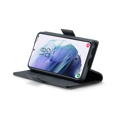 Samsung Galaxy S21 5G Litchi Texture RFID Anti-theft Leather Phone Case with Butterfly Buckle, Stand & Card Wallet with TPU Shell