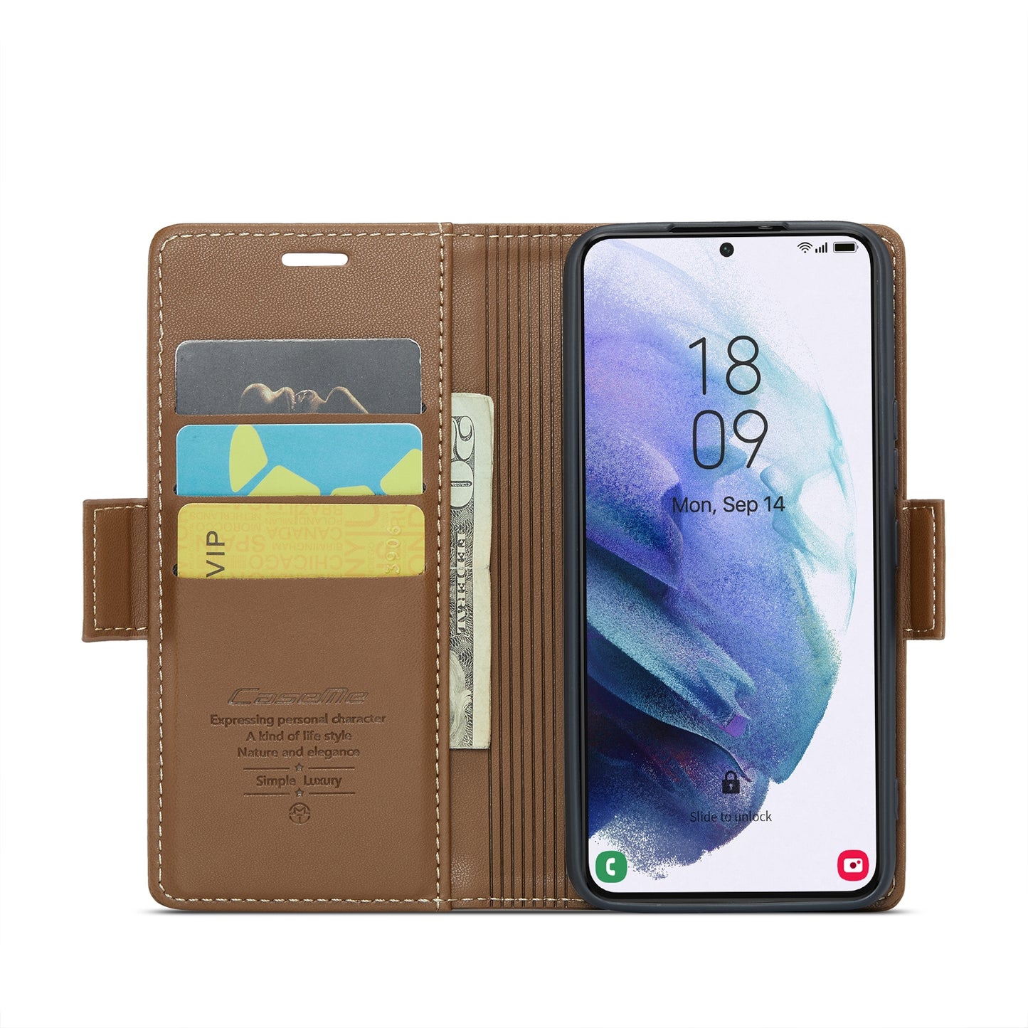 Samsung Galaxy S21+ 5G Litchi Texture RFID Anti-theft Leather Phone Case with Butterfly Buckle, Stand & Card Wallet with TPU Shell