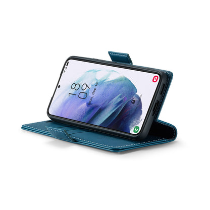 Samsung Galaxy S21+ 5G Litchi Texture RFID Anti-theft Leather Phone Case with Butterfly Buckle, Stand & Card Wallet with TPU Shell