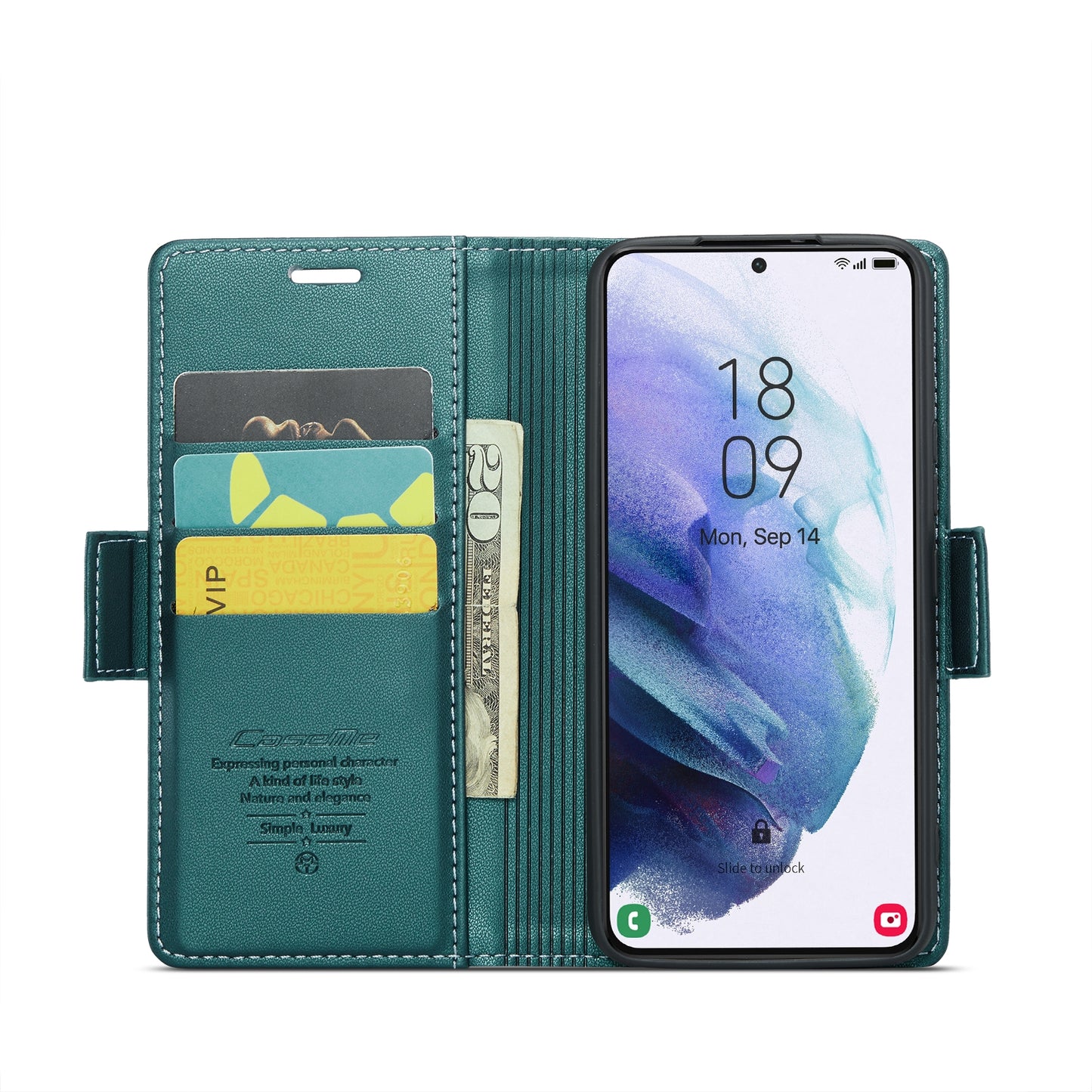 Samsung Galaxy S21+ 5G Litchi Texture RFID Anti-theft Leather Phone Case with Butterfly Buckle, Stand & Card Wallet with TPU Shell