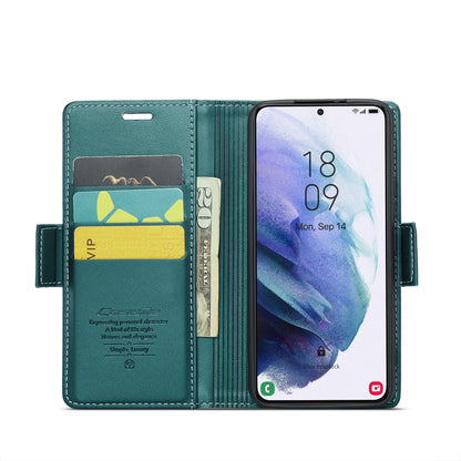 Samsung Galaxy S21+ 5G Litchi Texture RFID Anti-theft Leather Phone Case with Butterfly Buckle, Stand & Card Wallet with TPU Shell
