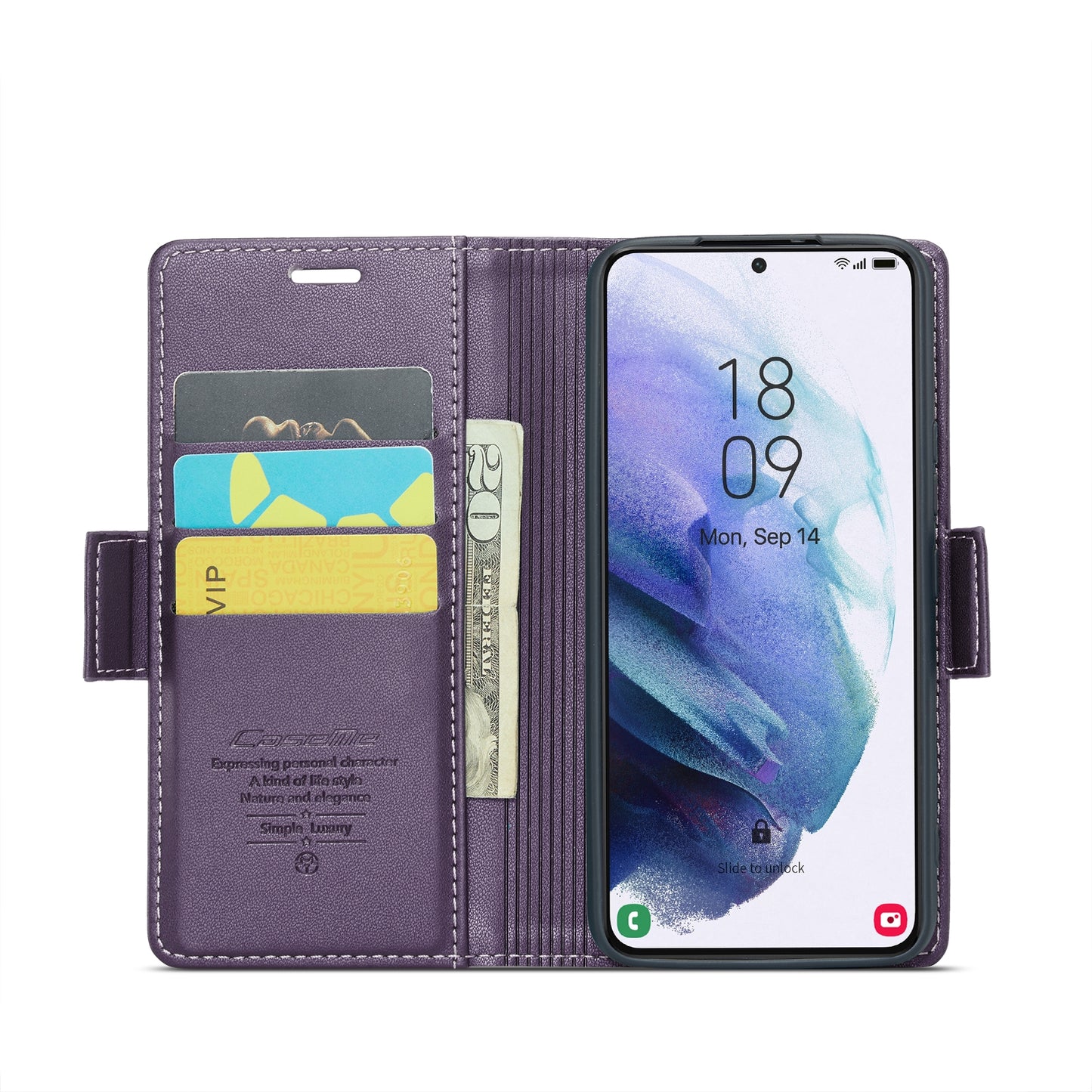 Samsung Galaxy S21+ 5G Litchi Texture RFID Anti-theft Leather Phone Case with Butterfly Buckle, Stand & Card Wallet with TPU Shell