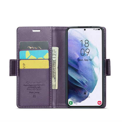 Samsung Galaxy S21+ 5G Litchi Texture RFID Anti-theft Leather Phone Case with Butterfly Buckle, Stand & Card Wallet with TPU Shell