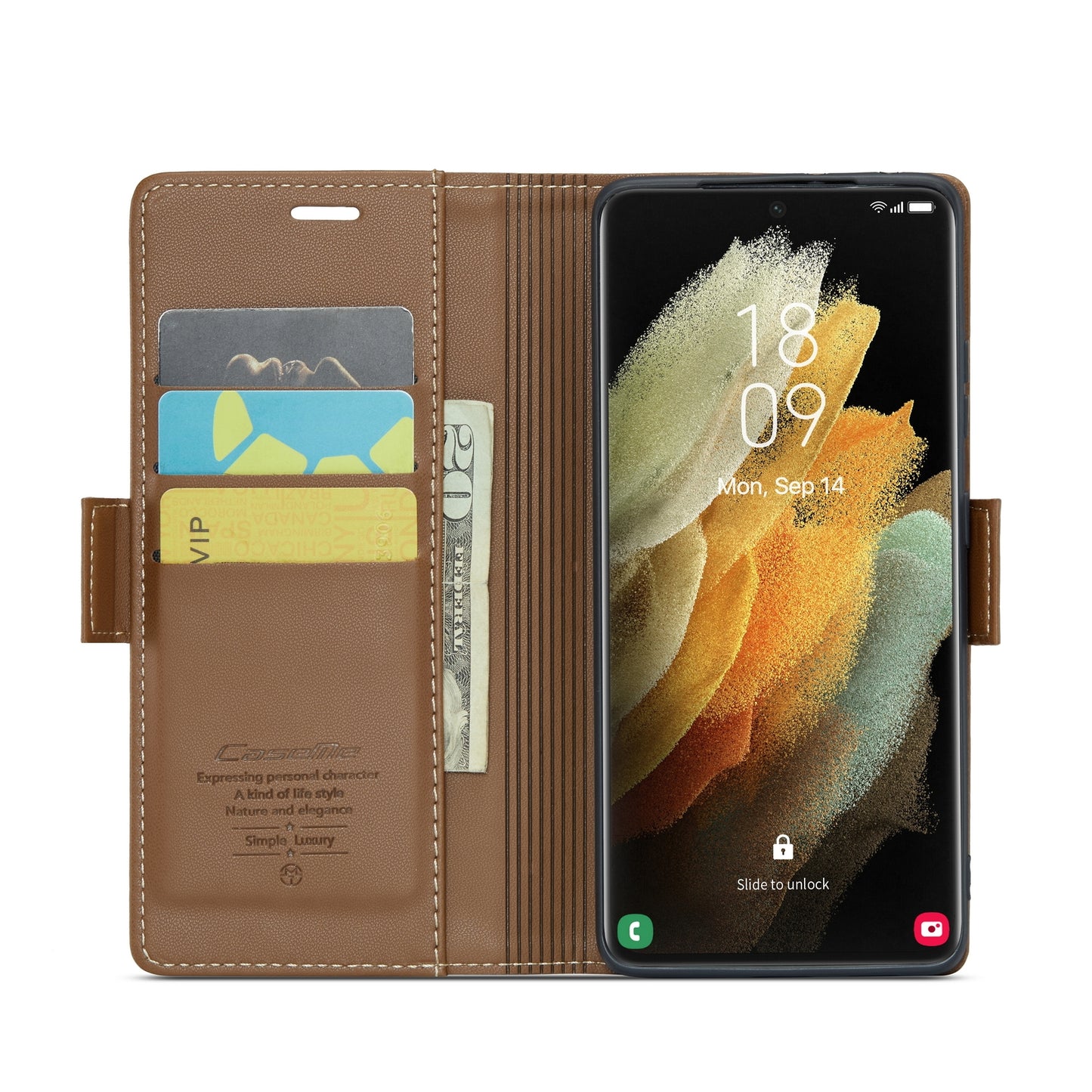 Samsung Galaxy S21 Ultra 5G Litchi Texture RFID Anti-theft Leather Phone Case with Butterfly Buckle, Stand & Card Wallet with TPU Shell