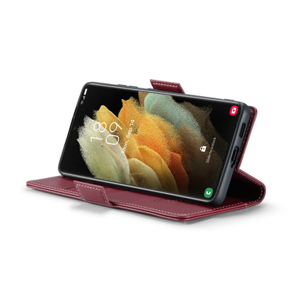 Samsung Galaxy S21 Ultra 5G Litchi Texture RFID Anti-theft Leather Phone Case with Butterfly Buckle, Stand & Card Wallet with TPU Shell