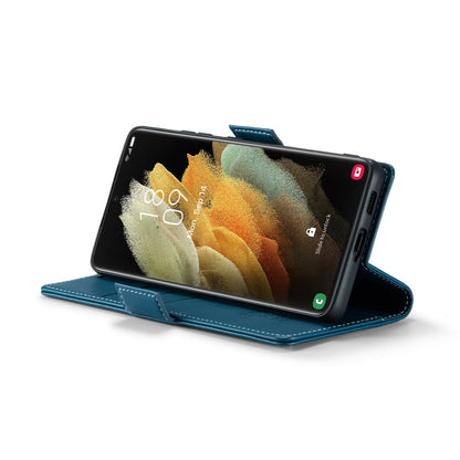 Samsung Galaxy S21 Ultra 5G Litchi Texture RFID Anti-theft Leather Phone Case with Butterfly Buckle, Stand & Card Wallet with TPU Shell