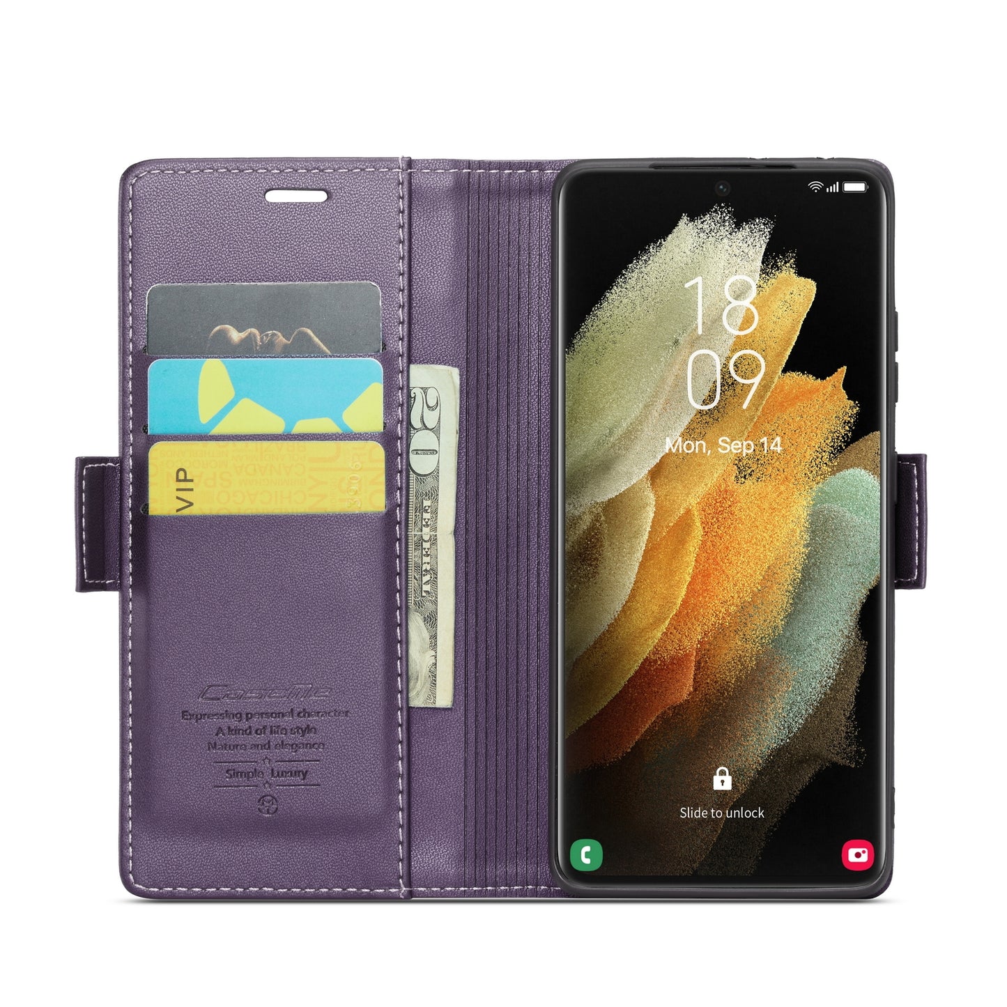 Samsung Galaxy S21 Ultra 5G Litchi Texture RFID Anti-theft Leather Phone Case with Butterfly Buckle, Stand & Card Wallet with TPU Shell