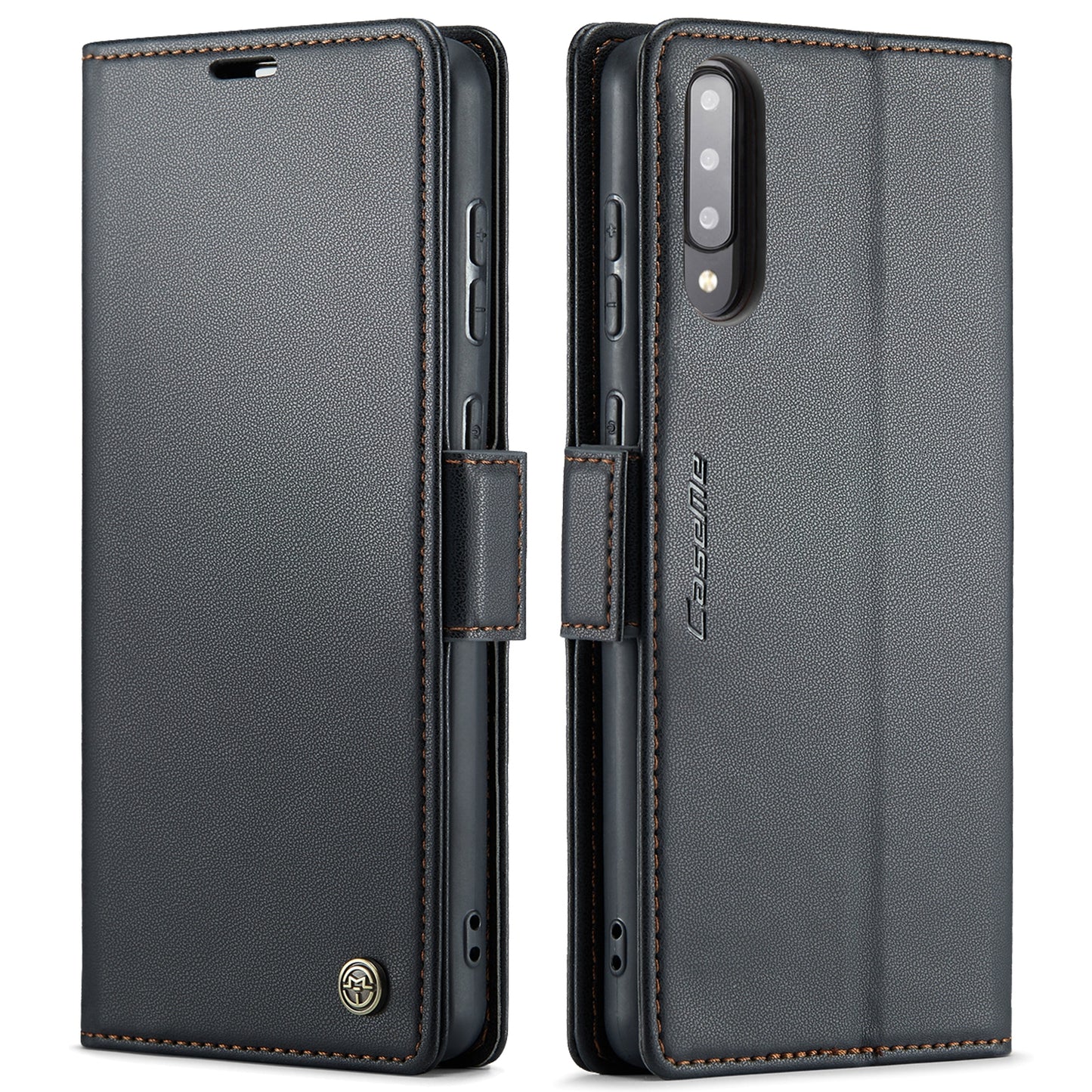 Samsung Galaxy A50/A50s Litchi Texture RFID Anti-theft Leather Phone Case with Butterfly Buckle, Stand & Card Wallet with TPU Shell