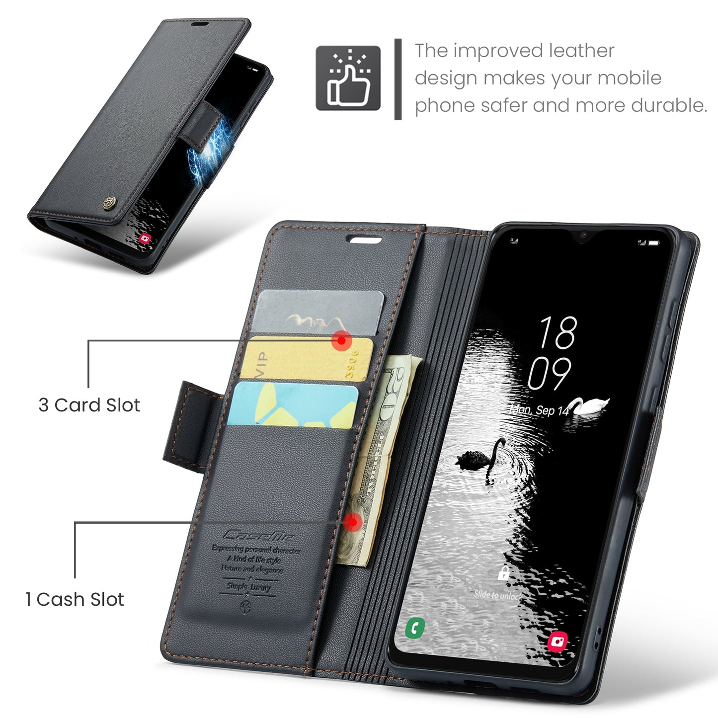 Samsung Galaxy A50/A50s Litchi Texture RFID Anti-theft Leather Phone Case with Butterfly Buckle, Stand & Card Wallet with TPU Shell