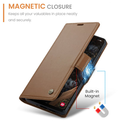 Samsung Galaxy A50/A50s Litchi Texture RFID Anti-theft Leather Phone Case with Butterfly Buckle, Stand & Card Wallet with TPU Shell