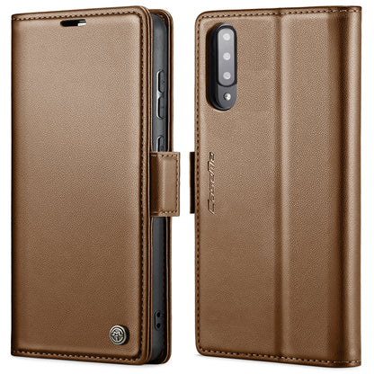 Samsung Galaxy A50/A50s Litchi Texture RFID Anti-theft Leather Phone Case with Butterfly Buckle, Stand & Card Wallet with TPU Shell