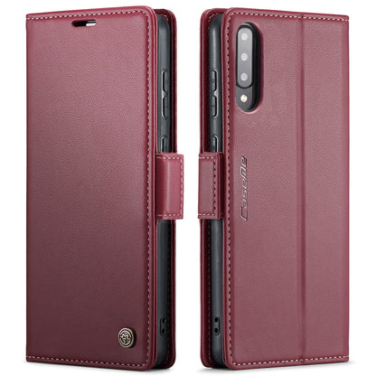 Samsung Galaxy A30s Litchi Texture RFID Anti-theft Leather Phone Case with Butterfly Buckle, Stand & Card Wallet with TPU Shell