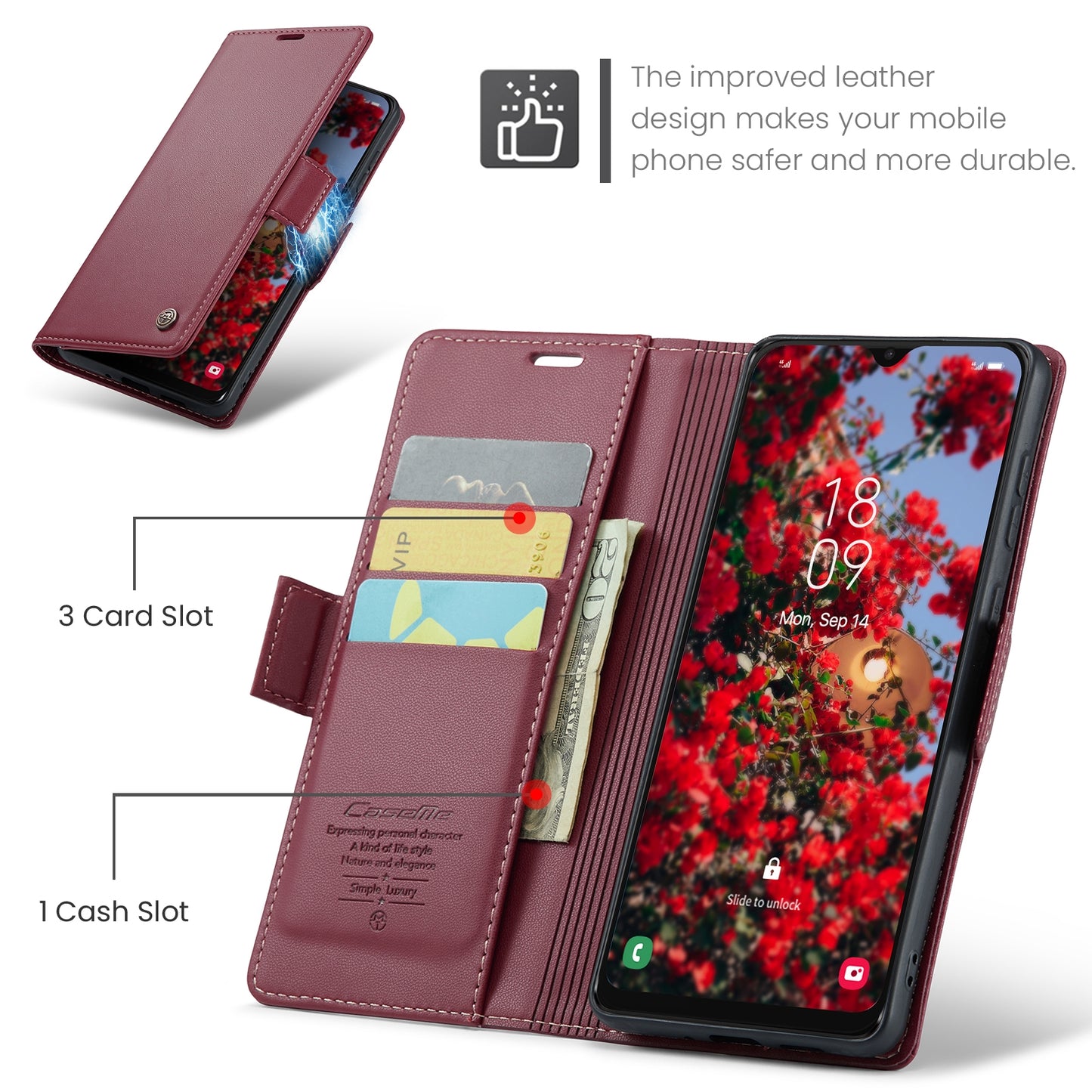 Samsung Galaxy A50/A50s Litchi Texture RFID Anti-theft Leather Phone Case with Butterfly Buckle, Stand & Card Wallet with TPU Shell