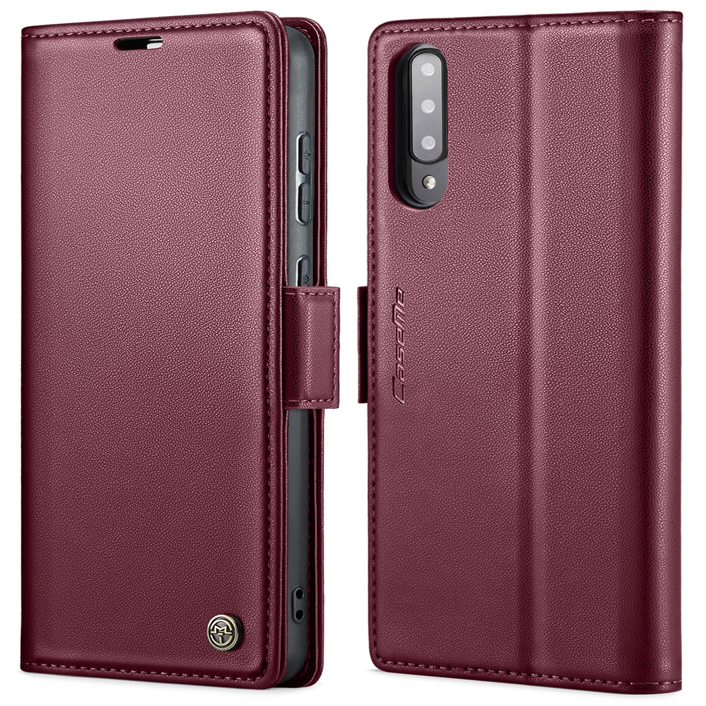 Samsung Galaxy A30s Litchi Texture RFID Anti-theft Leather Phone Case with Butterfly Buckle, Stand & Card Wallet with TPU Shell