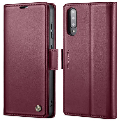 Samsung Galaxy A30s Litchi Texture RFID Anti-theft Leather Phone Case with Butterfly Buckle, Stand & Card Wallet with TPU Shell