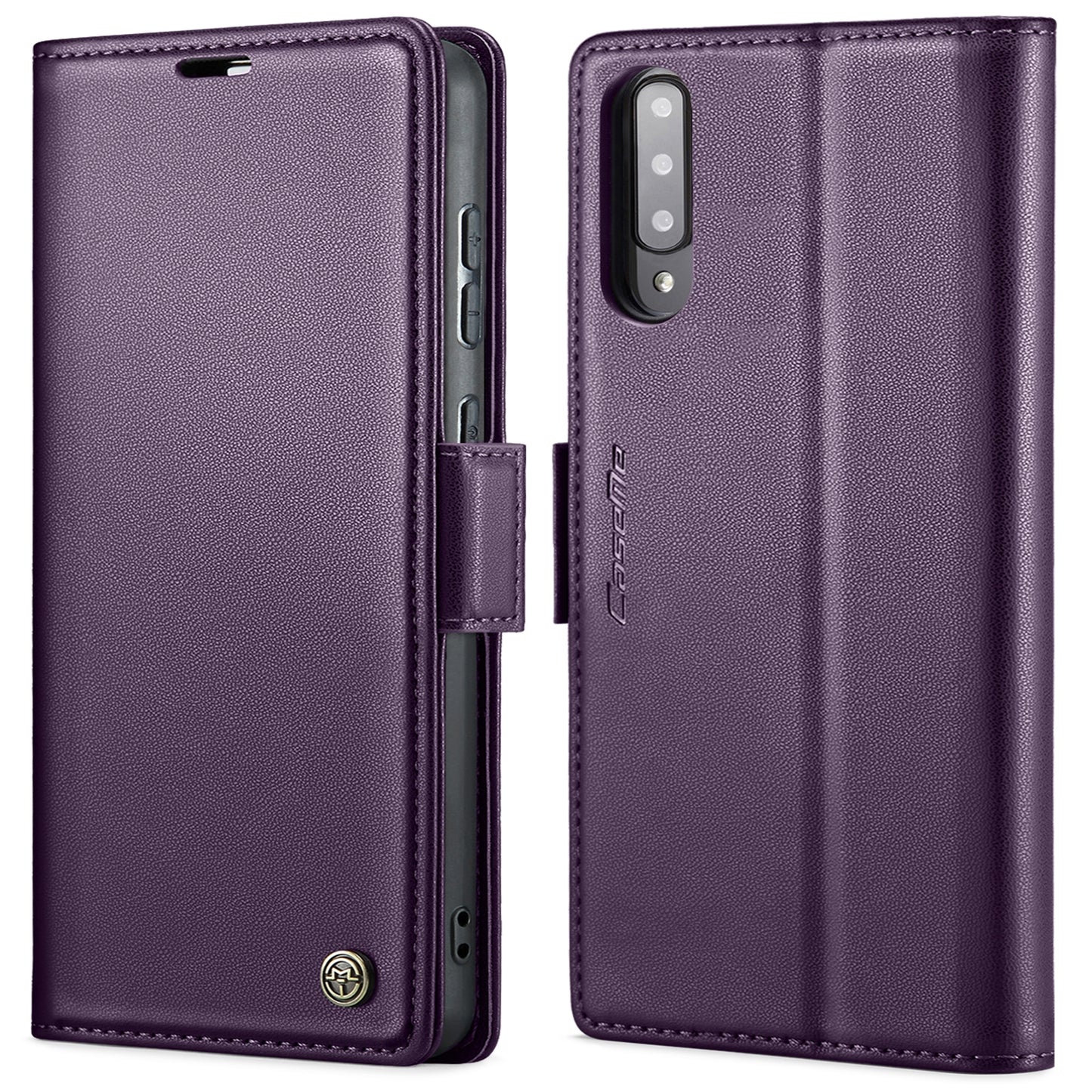 Samsung Galaxy A30s Litchi Texture RFID Anti-theft Leather Phone Case with Butterfly Buckle, Stand & Card Wallet with TPU Shell