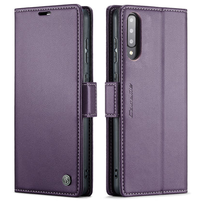 Samsung Galaxy A50/A50s Litchi Texture RFID Anti-theft Leather Phone Case with Butterfly Buckle, Stand & Card Wallet with TPU Shell