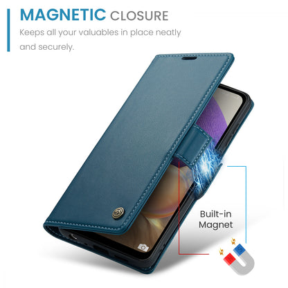Samsung Galaxy A32 5G Litchi Texture RFID Anti-theft Leather Phone Case with Butterfly Buckle, Stand & Card Wallet with TPU Shell