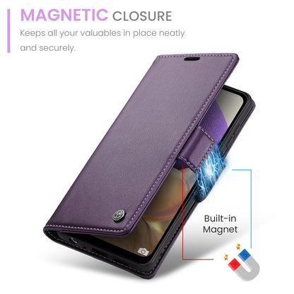 Samsung Galaxy A32 5G Litchi Texture RFID Anti-theft Leather Phone Case with Butterfly Buckle, Stand & Card Wallet with TPU Shell