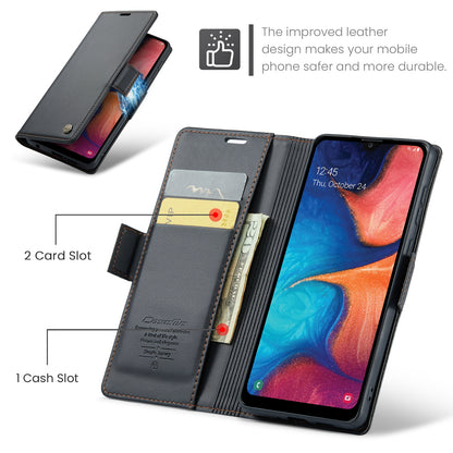 Samsung Galaxy A40 Litchi Texture RFID Anti-theft Leather Phone Case with Butterfly Buckle, Stand & Card Wallet with TPU Shell
