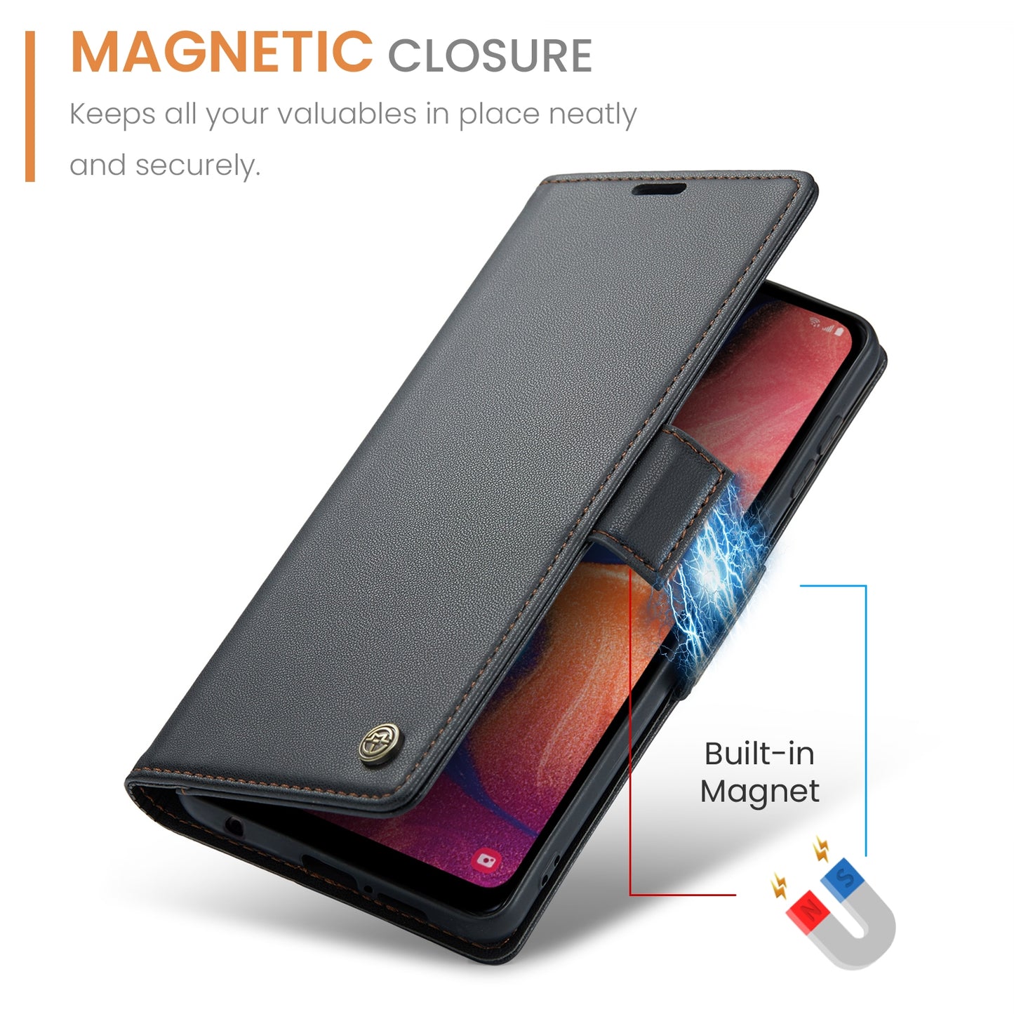 Samsung Galaxy A40 Litchi Texture RFID Anti-theft Leather Phone Case with Butterfly Buckle, Stand & Card Wallet with TPU Shell