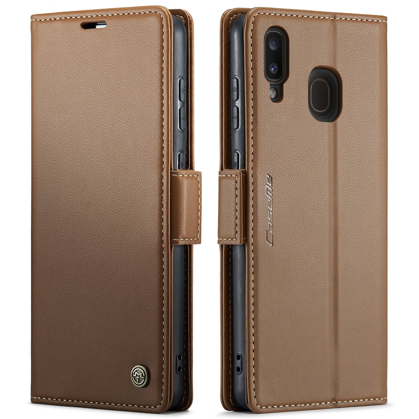 Samsung Galaxy A40 Litchi Texture RFID Anti-theft Leather Phone Case with Butterfly Buckle, Stand & Card Wallet with TPU Shell
