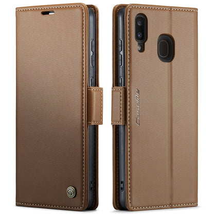 Samsung Galaxy A40 Litchi Texture RFID Anti-theft Leather Phone Case with Butterfly Buckle, Stand & Card Wallet with TPU Shell