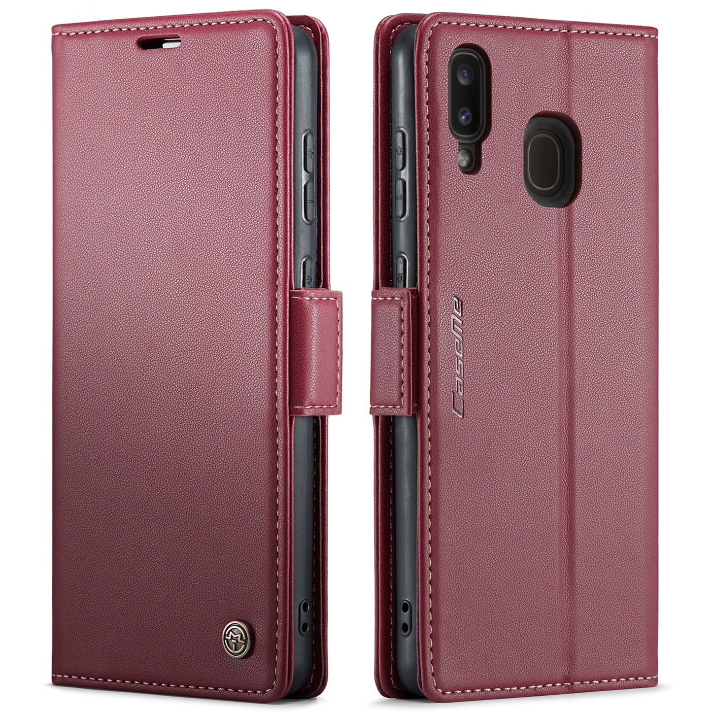 Samsung Galaxy A40 Litchi Texture RFID Anti-theft Leather Phone Case with Butterfly Buckle, Stand & Card Wallet with TPU Shell
