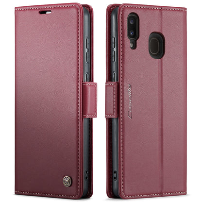 Samsung Galaxy A40 Litchi Texture RFID Anti-theft Leather Phone Case with Butterfly Buckle, Stand & Card Wallet with TPU Shell