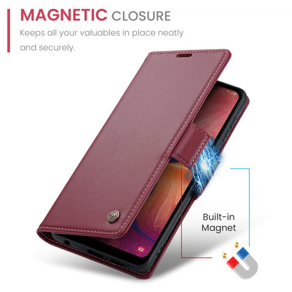 Samsung Galaxy A40 Litchi Texture RFID Anti-theft Leather Phone Case with Butterfly Buckle, Stand & Card Wallet with TPU Shell