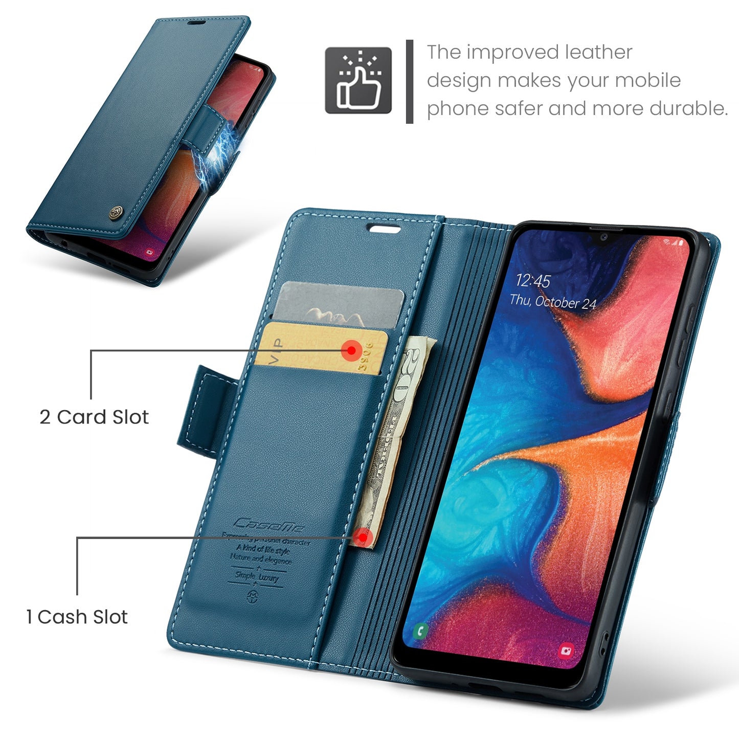 Samsung Galaxy A40 Litchi Texture RFID Anti-theft Leather Phone Case with Butterfly Buckle, Stand & Card Wallet with TPU Shell