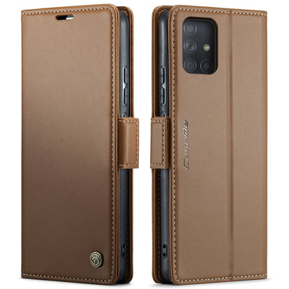 Samsung Galaxy A71 4G Litchi Texture RFID Anti-theft Leather Phone Case with Butterfly Buckle, Stand & Card Wallet with TPU Shell