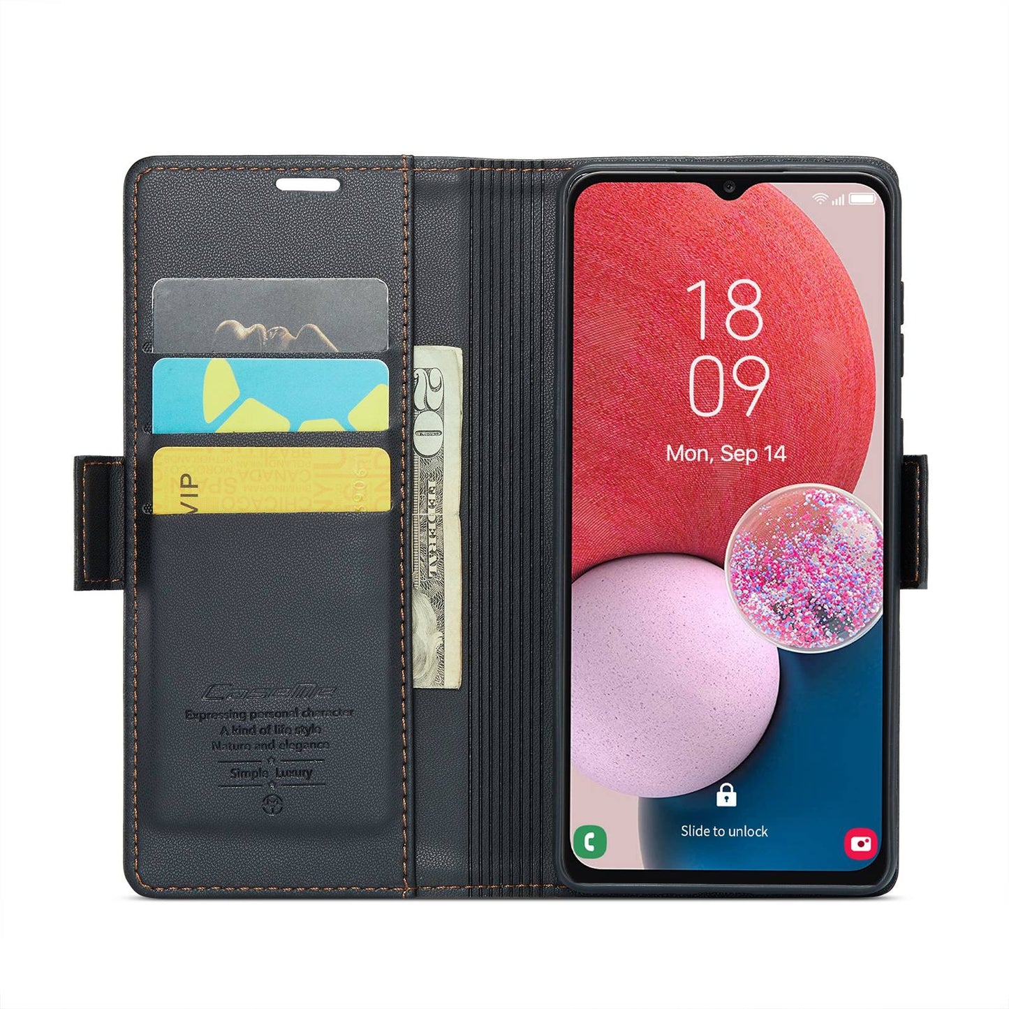 Samsung Galaxy A13 4G/5G Litchi Texture RFID Anti-theft Leather Phone Case with Butterfly Buckle, Stand & Card Wallet with TPU Shell