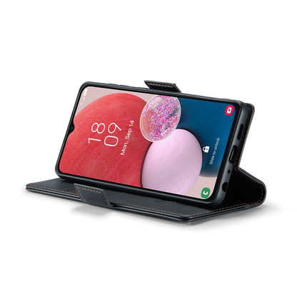 Samsung Galaxy M13 5G Litchi Texture RFID Anti-theft Leather Phone Case with Butterfly Buckle, Stand & Card Wallet with TPU Shell