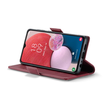 Samsung Galaxy M13 5G Litchi Texture RFID Anti-theft Leather Phone Case with Butterfly Buckle, Stand & Card Wallet with TPU Shell