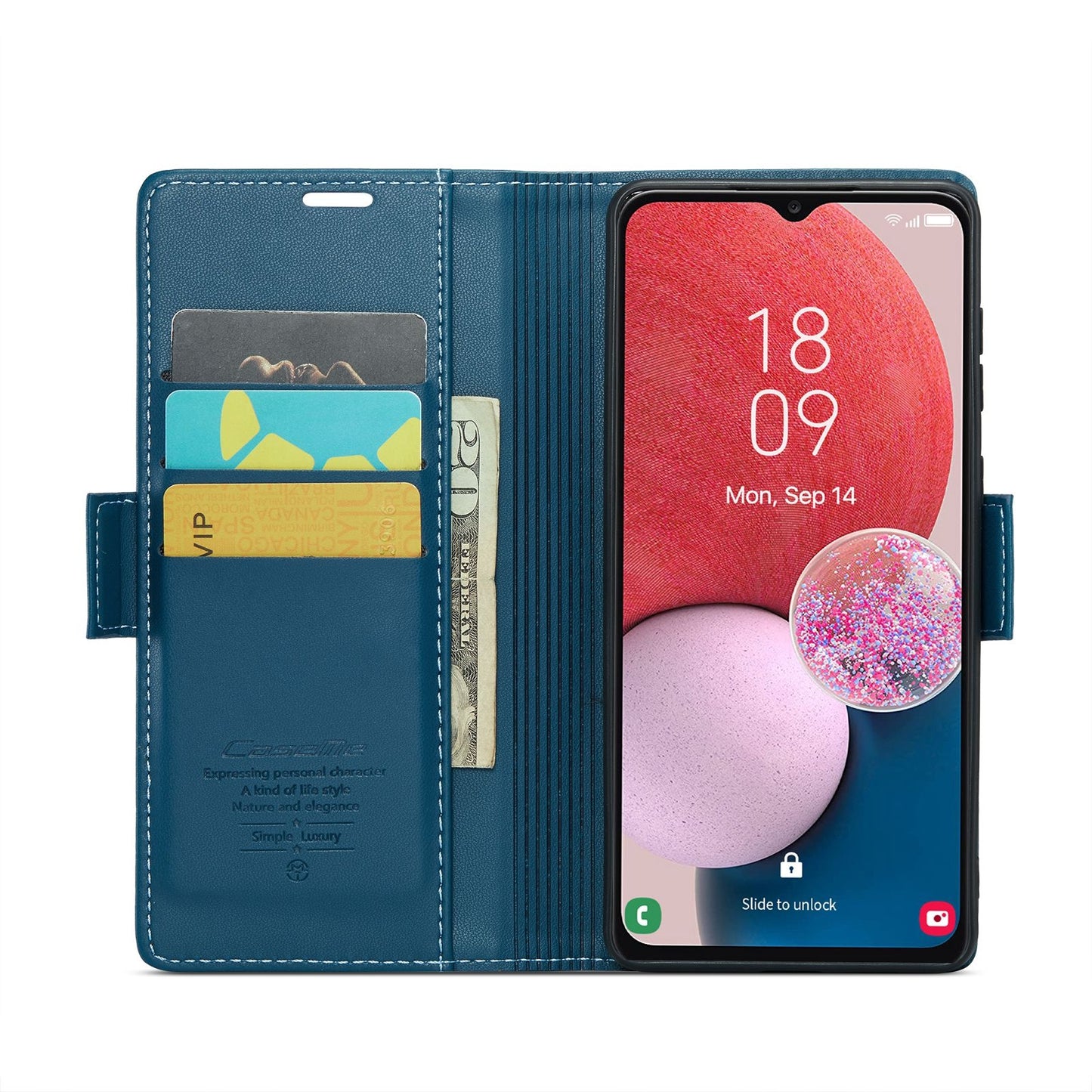 Samsung Galaxy A13 4G/5G Litchi Texture RFID Anti-theft Leather Phone Case with Butterfly Buckle, Stand & Card Wallet with TPU Shell