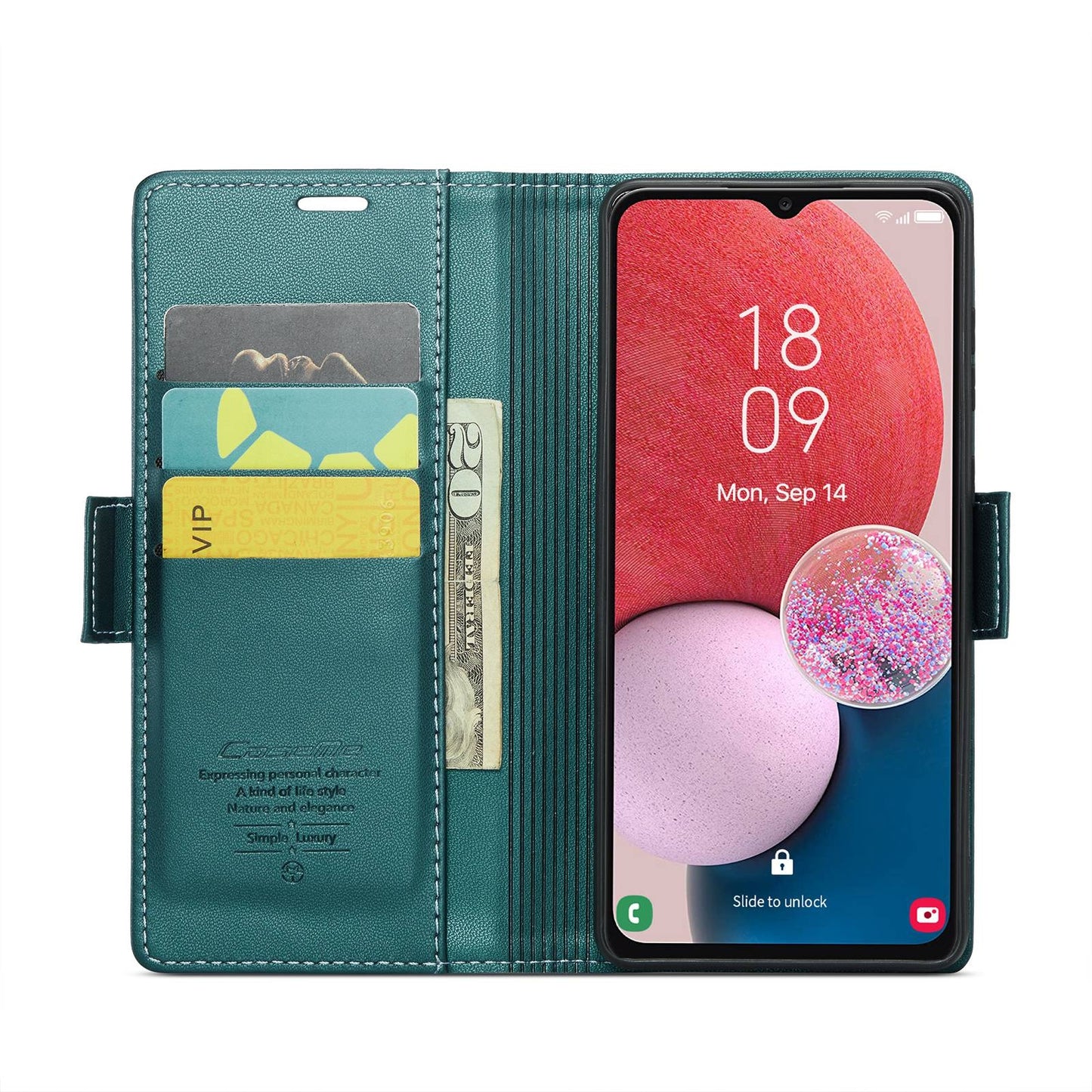 Samsung Galaxy A04/A04s Litchi Texture RFID Anti-theft Leather Phone Case with Butterfly Buckle, Stand & Card Wallet with TPU Shell