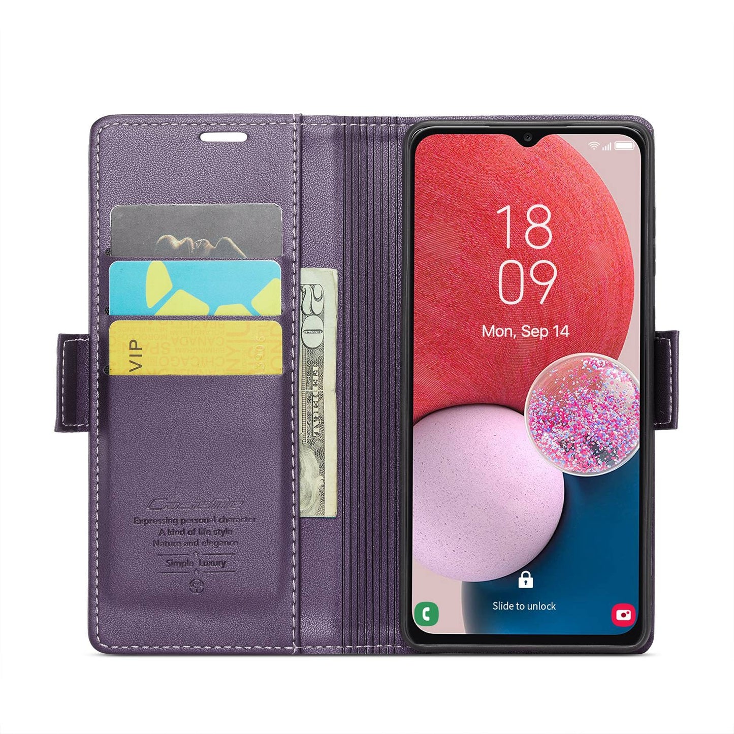 Samsung Galaxy A04/A04s Litchi Texture RFID Anti-theft Leather Phone Case with Butterfly Buckle, Stand & Card Wallet with TPU Shell