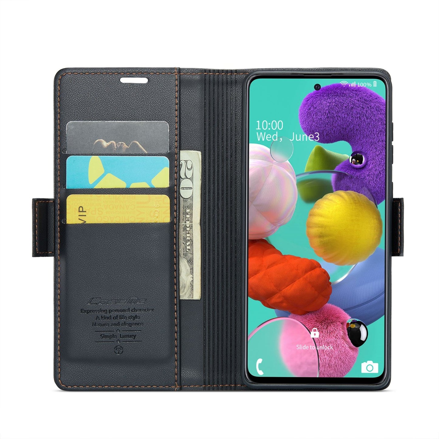 Samsung Galaxy A51 4G Litchi Texture RFID Anti-theft Leather Phone Case with Butterfly Buckle, Stand & Card Wallet with TPU Shell