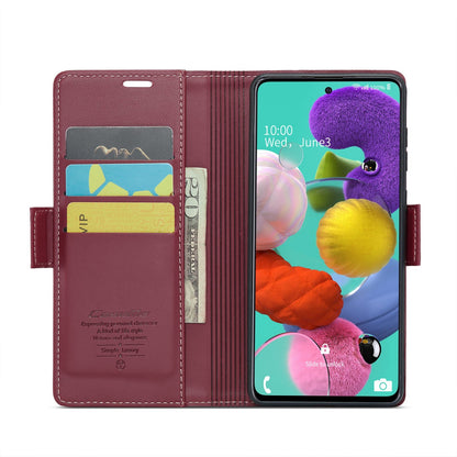 Samsung Galaxy A51 4G Litchi Texture RFID Anti-theft Leather Phone Case with Butterfly Buckle, Stand & Card Wallet with TPU Shell