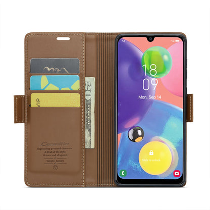 Samsung Galaxy A70/A70s Litchi Texture RFID Anti-theft Leather Phone Case with Butterfly Buckle, Stand & Card Wallet with TPU Shell
