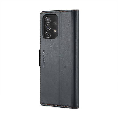 Samsung Galaxy A72 Litchi Texture RFID Anti-theft Leather Phone Case with Butterfly Buckle, Stand & Card Wallet with TPU Shell