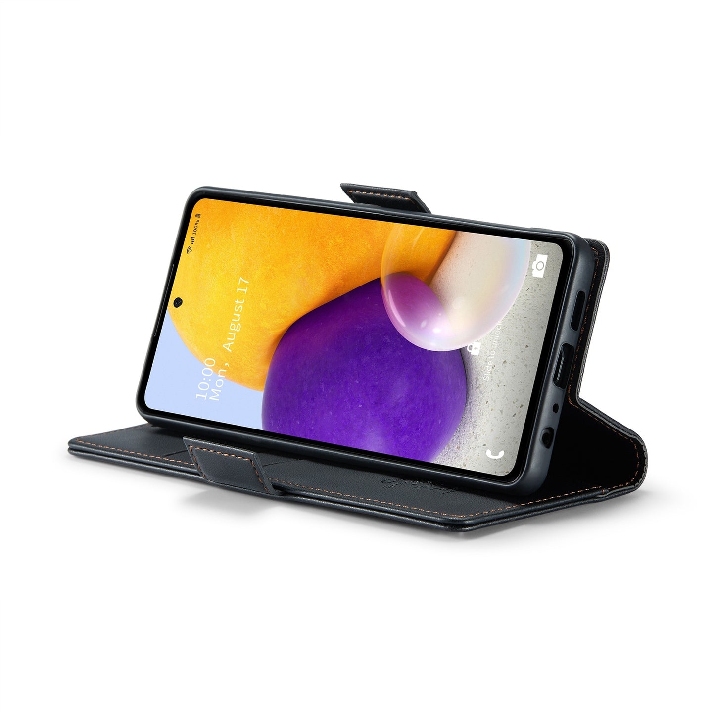 Samsung Galaxy A72 Litchi Texture RFID Anti-theft Leather Phone Case with Butterfly Buckle, Stand & Card Wallet with TPU Shell