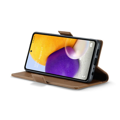 Samsung Galaxy A72 Litchi Texture RFID Anti-theft Leather Phone Case with Butterfly Buckle, Stand & Card Wallet with TPU Shell