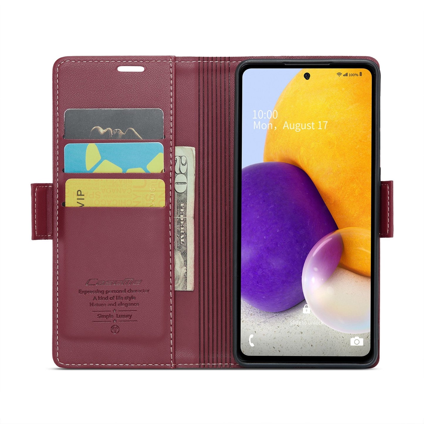 Samsung Galaxy A72 Litchi Texture RFID Anti-theft Leather Phone Case with Butterfly Buckle, Stand & Card Wallet with TPU Shell