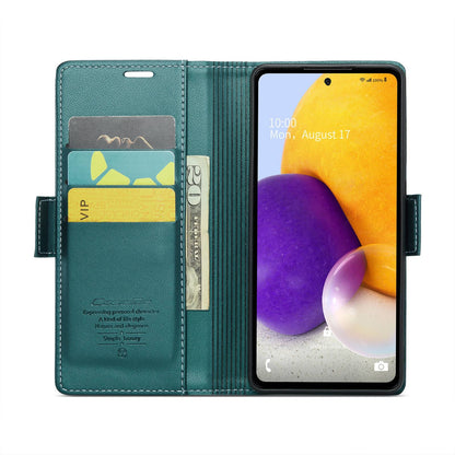Samsung Galaxy A72 Litchi Texture RFID Anti-theft Leather Phone Case with Butterfly Buckle, Stand & Card Wallet with TPU Shell