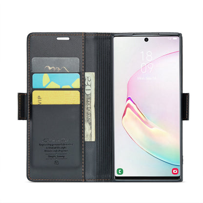 Samsung Galaxy Note10+ Litchi Texture RFID Anti-theft Leather Phone Case with Butterfly Buckle, Stand & Card Wallet with TPU Shell