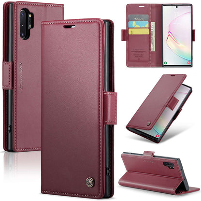 Samsung Galaxy Note10+ Litchi Texture RFID Anti-theft Leather Phone Case with Butterfly Buckle, Stand & Card Wallet with TPU Shell
